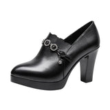 Autumn And Winter New Thick-Heeled Ultra-High-Heel Muffin Thick-Soled Waterproof Platform Single Shoes Deep Mouth Waterproof Platform Women's Leather