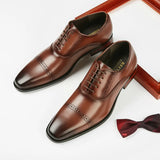 Dress Shoes for Men Genuine Leather Oxfords Men's Luxury Brogue Shoes Carved Formal Shoes Male Wedding Party