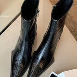 Design 2024 Autumn / Winter New Small Square Head Thick Heel High Heel Ankle Boots Martin Boots High Boots Fashion