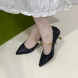 Breakj Women's Shoes New Chinese Style Low Heel Single Shoes French Temperament Pointed High Heels