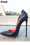 Black Red High Heels Shoes Woman Pumps 12cm Tacones Pointed Toe Stilettos Sexy Deep Cleavage Wedding QKOU011