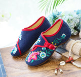 Breakj Glory Morning Glory Embroidery Flowers Round Head Spring Autumn Women's Shoes Single Shoes Canvas Embroidered Cloth