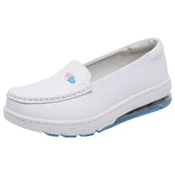 Woman Nurse Flat Shoes Fashion White Slip on Comfort Moccains Shoes Warm Plush Loafers Women Wedge Platform Sneakers