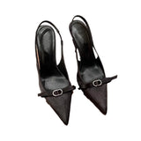 High Heels Female Thin Heel 2024 New Autumn Bow Bun Sandals Tip French Shallow Single Shoes