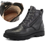 Leather Men'S Boots High Quality Leather Men Boots Plush 2023 Zipper Winter Ankle Boots Men Fur Snow