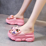 Shoes Lady Butterfly-Knot Ladies' Slippers Slipers Women Luxury Slides On A Wedge Platform Soft 2024
