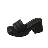Breakj / Summer 2024 New Platform Sandals Thick Heel Square Head Female Summer Wear High Heel Broadband