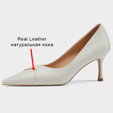 Size 32-43 Women Pumps Real Leather 2023 Spring Thin High Heels Shoes Women Sexy Solid Party Office Lady Daily