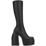 Breakj New Large-Size Square Head Boots Women Thick And Thick But Knee Thin Boots High Barrel Knight