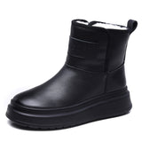 Breakj Integrated Head Layer Of Cowhide Warm Snow Boots Women Winter New Plus Velvet Thick Cotton Shoes Wool Leather