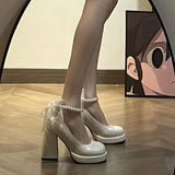 Breakj Small Leather Shoes Women Spring And Autumn 2025 New White French Wedding Shoes Retro Thick Heel Thick Soles To Increase The Mary Treasure