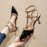 Rivet High Heels Pumps Women's Thin Heel Pointed Single Shoes Women's New 2023 Sexy Women's Shoes