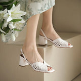 Size 34-39 Women Sandals Rome Leather High Heels Summer Shoes For Women 2023 Trend Open Toe Elegant Heeled