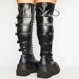 Breakj New Large-Size Leisure High-Heeled Boots Children's Slope And T-Encoded Belt Buckle Over Knee