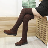 Women's boots autumn and winter new over the knee boots sleek comfort plus cotton flat boots knitting