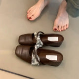 Breakj New Stroke Square Head Height Half Dragged Mary Jane Shoes Female Commuting Outside Wearing Bag Head