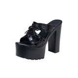 High Heels 14Cm Thick Heels Ladies Sandals Slippers Women 2023 Summer Thick Bottom Waterproof Table Small Size Heightened Fish Mouth Word