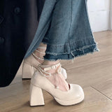 Breakj Small Leather Shoes Women Spring And Autumn 2025 New White French Wedding Shoes Retro Thick Heel Thick Soles To Increase The Mary Treasure