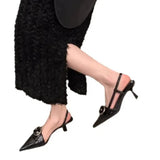 French Silver High-Heeled Shoes Baotou Sandals 2024 New Spring And Summer Korean Version Temperament Pointed Single