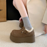 Breakj Version Of Temperament Plus Velvet Pine Cake Heightening Leg Growth Head Round Head Birken Cotton Shoes 2025 New Warm Snow