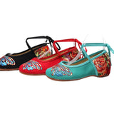 Breakj Heel Shallow Mouth With Beef Tendon Bottom Dance Shoes Butterfly Embroidered Cloth Shoes Spring, Summer And Autumn Women's Single