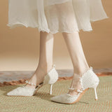 Baotou Sandals Female Shallow Thin Heel High Sense Niche 2023 New French Pointed Single