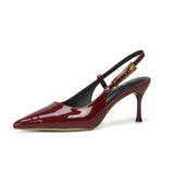 Breakj Red High-Heeled Sandals Women Half-Bag Head After The Empty Sharp Head Thin-Shoe Women's Shoes Small Scented Shoes Ladies Fashion