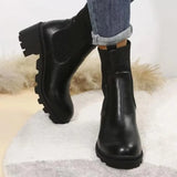 Autumn Winter Fashion Women Chelsea Boots Female PU Leather High Heels Boots Platform Shoes Ladies Knitted Sexy Ankle