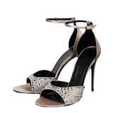 Breakj New Niche Design Rhinestone Heel Heels Women's Summer Sexy Word Buckle Open-Toe