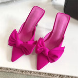 Style Butterfly-knot Mules Women Slippers Elegant Pointed Toe Thin High Heels Ladies Summer Fashion Party Prom