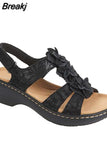 Sandals Women 2023 New Flower Wedge Platform Orthopedics Shoes Retro Rome Casual Comfortable Peep Toe Sandalias De
