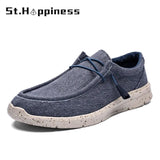 Summer New Men's Canvas Boat Shoes Outdoor Lightweight Soft Slip On Loafer Fashion Casual Non-Slip Deck Shoes Big Size