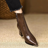 Breakj Retro Fashion Metal Sharp Head And Fashion Boots Autumn And Winter New Plus Velvet Temperament Short
