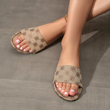 Breakj Flat Bottom One-Character Embroidered Slippers Women Round Head Wearing Light Beach Cool Drag