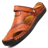 Leather Men Sandals Summer Baotou Casual Man Slippers Convenient Slip on Male Sandals Outdoor Trekking