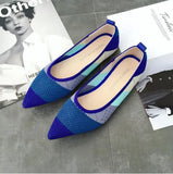 Womens Stretch knitted mixed color moccasins breathable cozy work shoes brief slip-on fashion ladies flats light driving