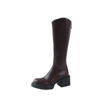 Brown Thick Heeled High Boots Children Look Thinner In Autumn And Winter Than Knee Boots, High Heeled Knight Boots, Thick Soles And Thin