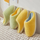 Soft Home Slippers for Women Flat Heels Faux Fur Indoor Couples Shoes 2023 Winter Comfortable Warm Cotton Slippers