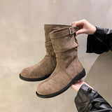 Breakj Vintage British Style Fashion Boots 2025 Autumn And Winter New Street Women Boots Simple Low And Short