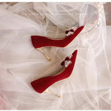 Breakj Shoes Women 2025 New Bridal Shoes Red Show Heds Wedding Dress Two Wear Not Tired High Heels Wedding Red