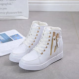 Spring And Autumn New Style Women's Shoes Round Head, Thick Soles, High Uppers, Lace-Up Casual Sports