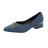 Breakj Heels Women's Velvet Commuting Fashion Single-Shoe Square Heel French Heel Lady Single Shoes OL Shallow Working Women's