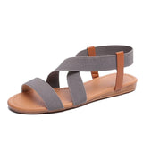 New Summer Sandals Women's Flat-Soled Fish Mouth Roman Style Loose And Tight Large-Size Simple