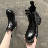 Boots Women Luxury 2022 Leather Platform Black Beige White Ankle Boots for Women Fur Short Chunky Punk Gothic