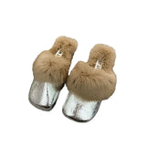 Breakj Red Explosion Bag Head Hair Slippers Women Wear Plus Plus Velvet And Anti-Slip 2025 New Autumn And Winter Plush Warm Cotton
