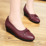Women Wedges Pumps PU Leather Heels Slip on Shoes Black Office Lady Shoes Spring Summer Pumps Shallow Platform