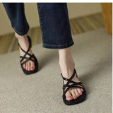 Breakj Head Beauty Flat Shoes 2025 Summer New Cross-Tieing Solid Color Women's Shoes Korean Version Of Temperament Fashion