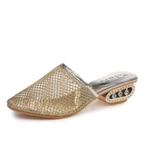 Spring Summer Slippers Female Middle Fashion Thick Hollow Mesh Sandals Slip Simple Slippers