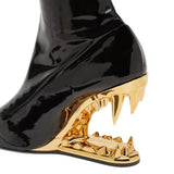 Breakj Metal High-Heeling Hollow Tusk Giant Tooth Tiger Tooth Alien And Knitted Elastic Short Boots Socks Women's