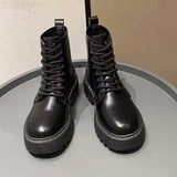 Breakj And Winter Martin Boots 2025 New Women's Shoes Fashion Boots Black British Style Short Boots Thick Background With Thin Boots